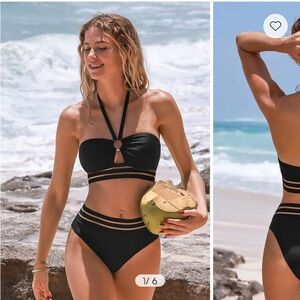 Cupshe Luxe Glow Black Bikini Set Medium - new!